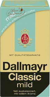 Dallmayr Classic Mild 500g mielona, zawiera 50% ziaren pozbawionych kofeiny