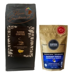 ZAVIDA Waniliowo-orzechowa (Hazelnut Vanilla) 340g i Savor Coffee bananowa 1kg kawa ziarnista