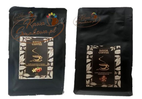 Savor Coffee waniliowo-orzechowa 200g i Savor Coffee piernikowa 200g kawy ziarniste