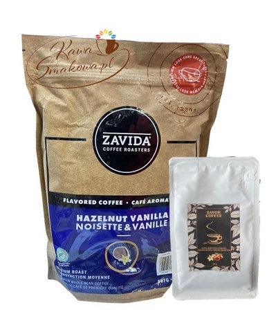 ZAVIDA Waniliowo-orzechowa (Hazelnut Vanilla) 907g kawa ziarnista i Savor Coffee waniliowo-orzechowa 200g kawa mielona