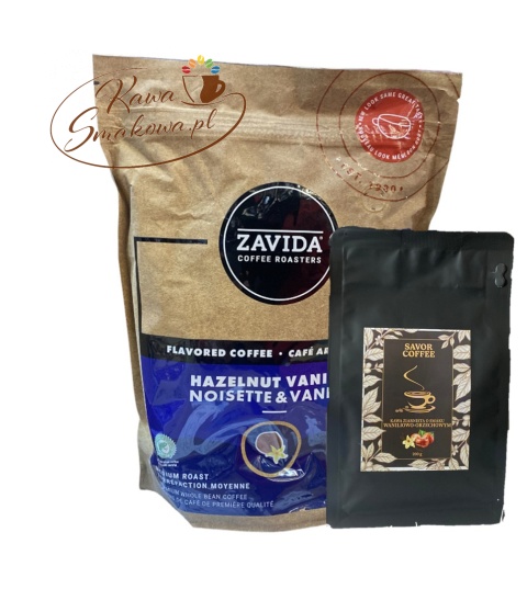 ZAVIDA Waniliowo-orzechowa (Hazelnut Vanilla) 907g i Savor Coffee waniliowo-orzechowa 200g kawa ziarnista