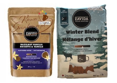 Zestaw ZAVIDA Waniliowo-orzechowa (Hazelnut Vanilla) 907g + ZAVIDA Zimowa mieszanka (Winter Blend) kawa ziarnista