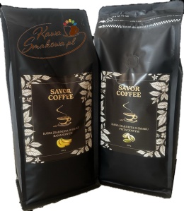 Savor Coffee bananowa 1kg i Savor Coffee pistacjowa 1kg kawy ziarniste