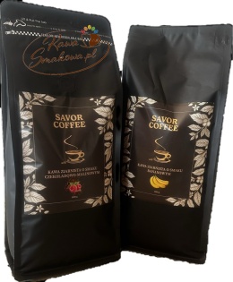Savor Coffee czekoladowo-malinowa 1kg i Savor Coffee bananowa 1kg kawy ziarniste