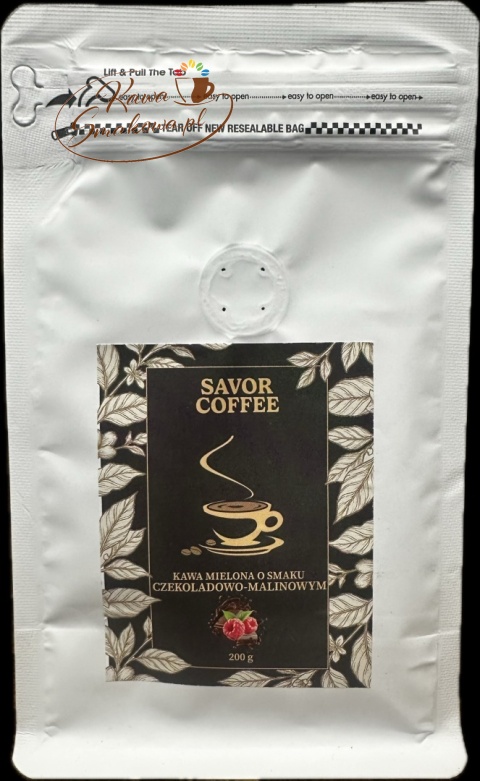 Savor Coffee waniliowo-orzechowa 200g i Savor Coffee czekoladowo-malinowa 200g kawy mielone